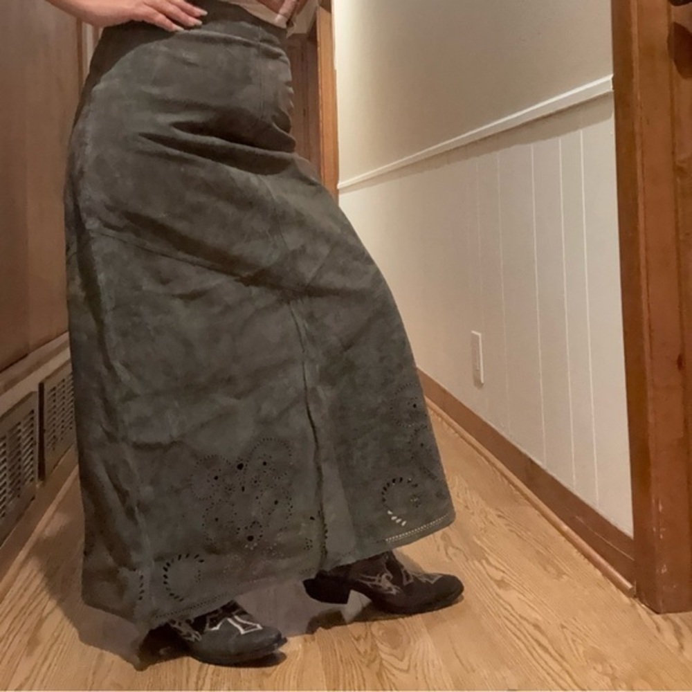 Siena Studio leather Dark Olive A-Line Skirt